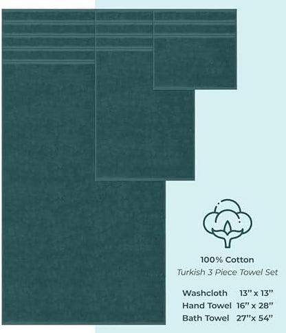 American Soft Linen 100% Cotton Luxury Turkish Towels, 3 Piece Towel Set