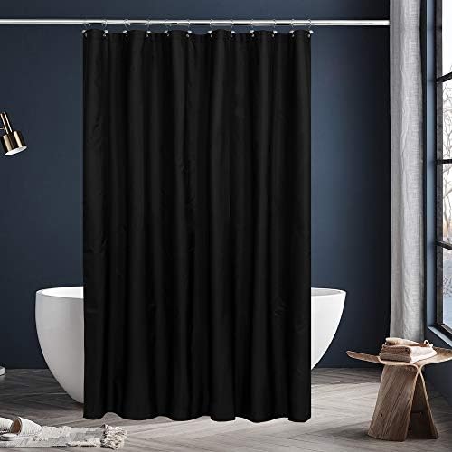 N&Y HOME Fabric Shower Curtain or Liner with Magnets, Black