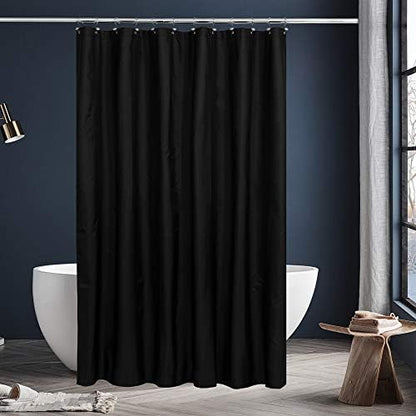 N&Y HOME Fabric Shower Curtain or Liner with Magnets, Black