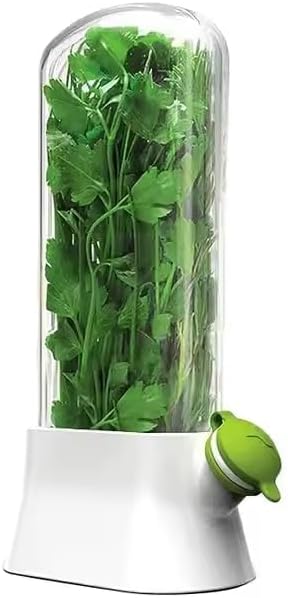 Fresh Herb Keeper for Refrigerator - Space-Saving Cilantro Container for Fridge - Clear Herb Saver for Cilantro, Mint & Asparagus - Herb Savor Bottle - Fresh Herb Storage