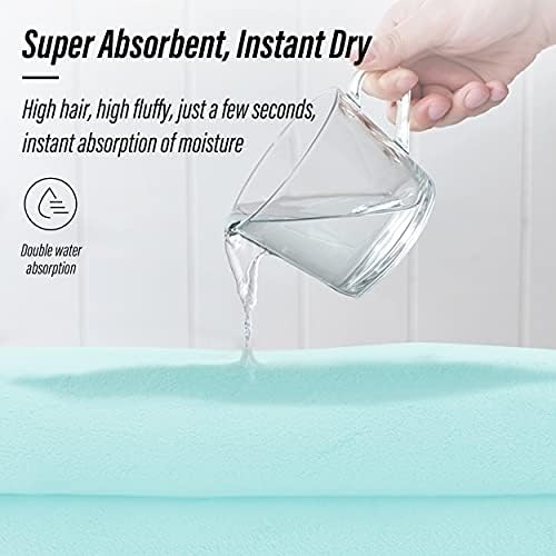 MOONQUEEN Ultra Soft Towel Set-Quick Drying-2 Bath Towels 2 Hand Towels 2 Washcloths - Microfiber Coral Velvet Highly Absorbent Towel for Bath Fitness, Bathroom,Sports,Yoga, Travel(Frozen Blue, 6 Pcs)