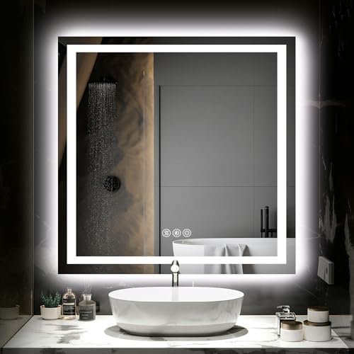 Hivone 36"X36" LED Bathroom Mirror with Lights, UL Listed