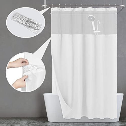 N&Y HOME Waffle Weave Shower Curtain with Snap-in Liner Set White, 71x72
