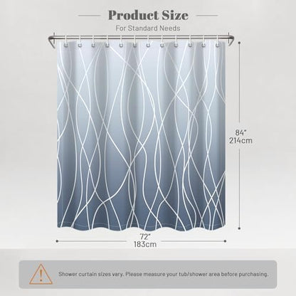 Striped Shower Curtain for Bathroom, Ombre Blue, 72" W x 84" L