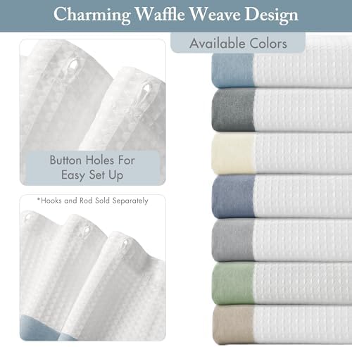 Madison Park Spa Waffle Weave Extra Wide Shower Curtain, 108 x 72, Blue