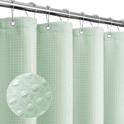 Gibelle Extra Long Mint Green Fabric Shower Curtain, 72 x 84