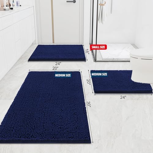 Smiry Bathroom Rugs 47X24, Luxury Chenille Extra Soft Absorbent Bath Mat