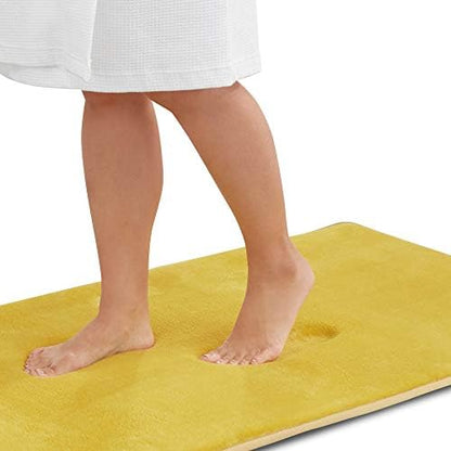 Memory Foam Bath Mat Non Slip Absorbent Super Cozy Velvet Bathroom Rug Carpet (17 inches X 24 inches, Mustard)