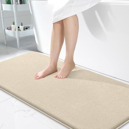 OLANLY Memory Foam Bathroom Runner Rug 47x24, Absorbent Long Bath Mat, Sand