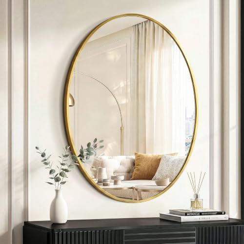 Oval Bathroom Mirror for Wall, 24"x32" Gold Bathroom Vanity Mirror