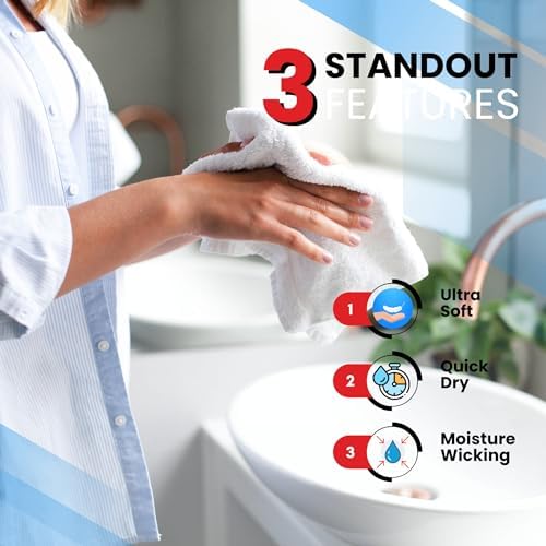 Infinitee Xclusives 100% Cotton Luxury Wash Cloths for Showering - 4 Pack