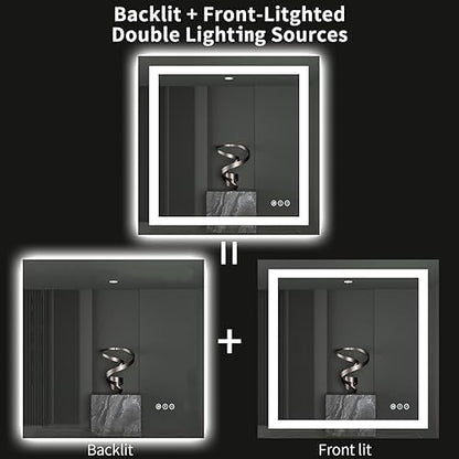 LOAAO 40"X38" LED Bathroom Mirror with Lights, UL Listed