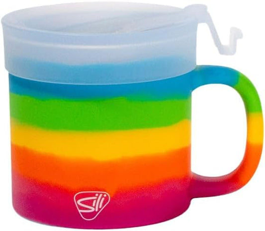 Silipint 16oz Silicone Coffee Mug Tumbler with Flip Lid – Unbreakable Dishwasher Safe Microwave Oven & Freezer Compatible – Cup for Hot Coffee Tea or Cold Drinks (Prism) Pack of 1