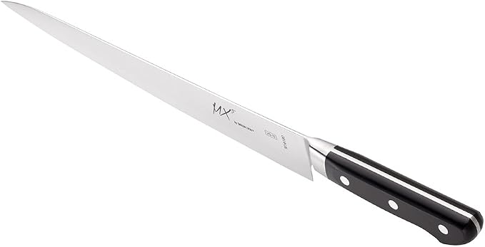 Mercer Culinary MX3 Premium San Mai VG-10 Steel Core Blade Sujihiki Knife, 240mm 9.5 Inch,Black