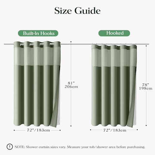 Dynamene Sage Green Hook Free Waffle Shower Curtain & Snap-in Liner,72x81