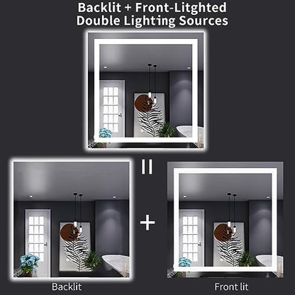 LOAAO 32"X32" LED Bathroom Mirror with Lights, UL Listed