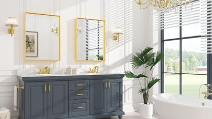 Keonjinn 24x32 Inch Gold Bathroom Mirror for Over Sink, Aluminum Alloy