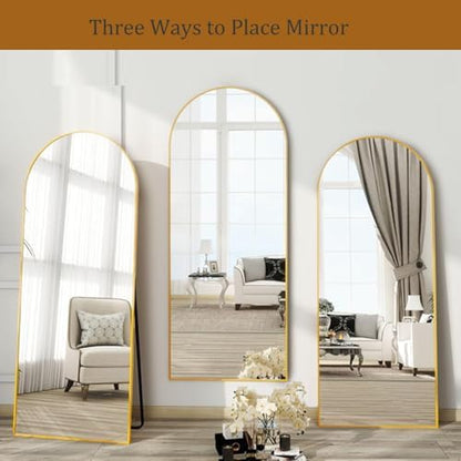 Dewfig Arched Full Length Mirror, 57"X20" Large Full Body Mirror, Gold
