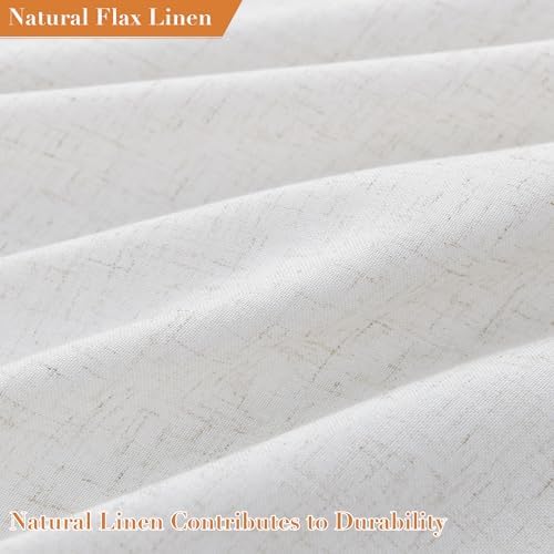 Nanspring Beige White Boho Linen Shower Curtain 78 Inch Long Weighted Tassel Chic Fancy Vintage Country Fabric Shower Curtain Set with Hooks Modern Neutral Decorative Bath Accessories Decor 72x78