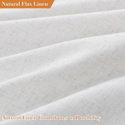Nanspring Beige White Boho Linen Shower Curtain 78 Inch Long Weighted Tassel Chic Fancy Vintage Country Fabric Shower Curtain Set with Hooks Modern Neutral Decorative Bath Accessories Decor 72x78