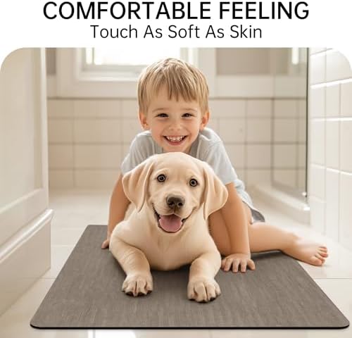 Mecko Bath Mat 20"x32",Ultra Thin Bathroom Rug fit Under Door Brown