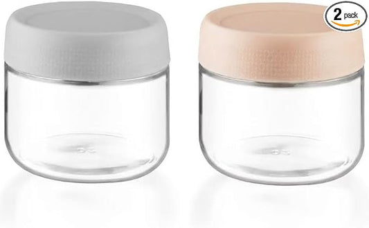 2 Pack Glass Overnight Oats Containers with Lids,Stackable Wide Mouth Mason Glass Jars with Airtight Seal Lids,Food Storage Jars for Meal Prep,Yogurt Parfaits,Meal Prep,Pudding,Spices (10 Oz)