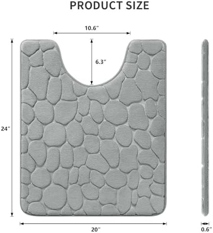 YIHOUSE Memory Foam Bath Mat Cobblestone Bathroom Rugs Super Water Absorbent Bath Mats for Bathroom Machine Washable Bath Rugs(20 x 24,Light Gray)