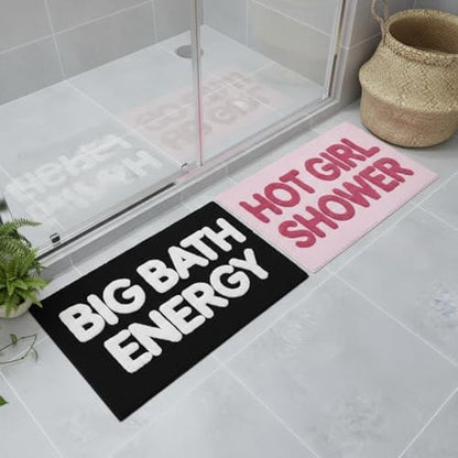 Hot Girl Shower Pink Bath Mat, Cute Tufted Bathroom Rug 24''x16''