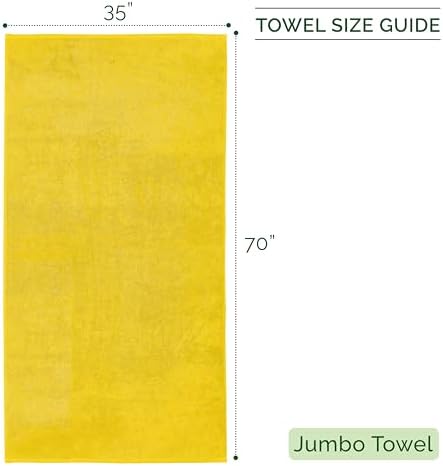 Elegant Comfort 100% Turkish Cotton Corduroy Ribbed Luxury Jumbo Bath Towel Ultra Soft - 35 x 70 Inch - Luxury Spa Premium Hotel Quality Highly Absorbent and Quick Dry Large Bath Towel, Yellow