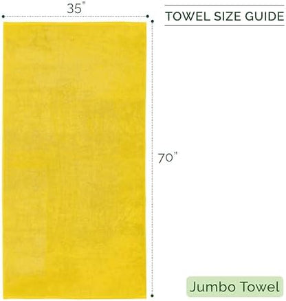 Elegant Comfort 100% Turkish Cotton Corduroy Ribbed Luxury Jumbo Bath Towel Ultra Soft - 35 x 70 Inch - Luxury Spa Premium Hotel Quality Highly Absorbent and Quick Dry Large Bath Towel, Yellow