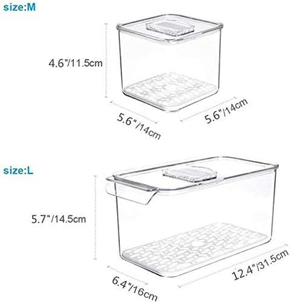SANNO Fridge Produce Saver Food Storage Bin Containers, Refrigerator Food Fruit Vegetables storage Produce Saver Produce Saver Containers, Stackable Freezer Fridge