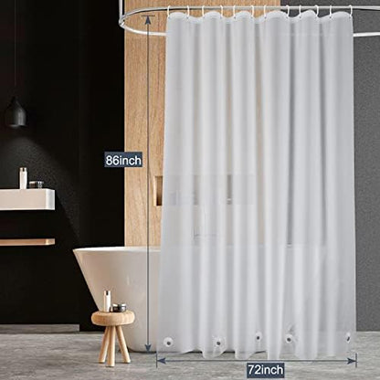 EurCross Frosted Extra Long Shower Curtain Liner 86 inch Long Length, Waterproof Opaque PEVA Plastic Shower Liner for Bathroom 72x86 inch with 5 Bottom Magnets No Smells with Rustproof Grommets