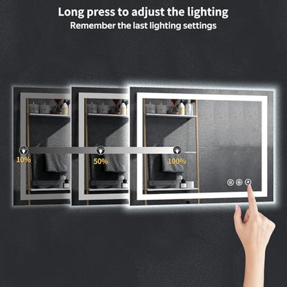24"x42" LED Bathroom Mirror with Lights, Anti-Fog, Backlit+Frontlit