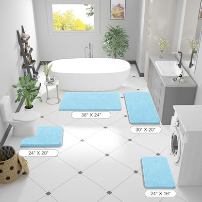 OLANLY Bathroom Runner Rugs 47x17, Extra Soft Absorbent Chenille Bath Rugs