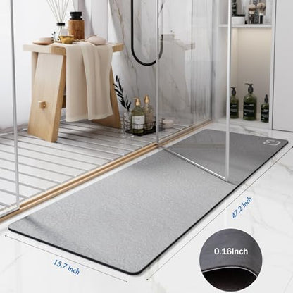 RUERYA Grey Long Bathroom Rugs Large Stone Bath Mats for Bathroom,15.7"x47"