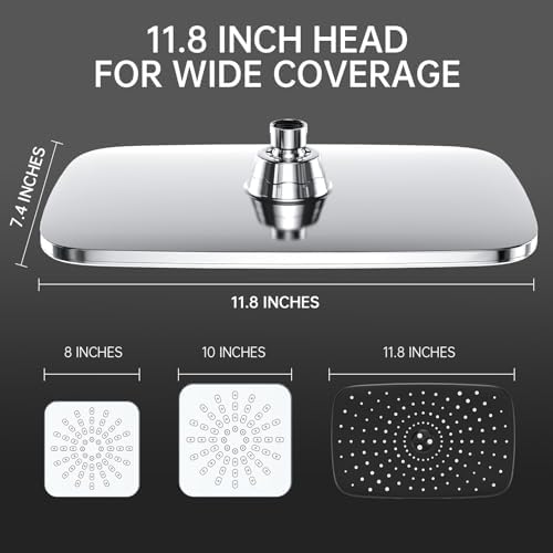 Veken 11.8“ Rain Shower Head with Handheld,Dual High Pressure Shower Heads