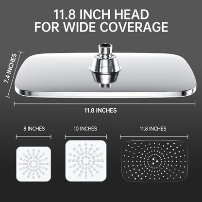Veken 11.8“ Rain Shower Head with Handheld,Dual High Pressure Shower Heads