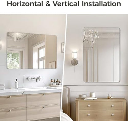 USHOWER Frameless Bathroom Mirror for Over Sink, 22x30 Inch