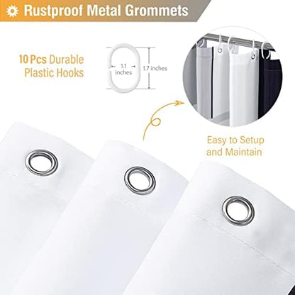 BTTN 60 x 72 Modern Geometric Waterproof Fabric Shower Curtain Set, Black