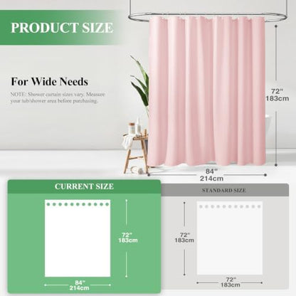 Dynamene Extra Wide Waffle Shower Curtain 256 GSM Fabric 84x72 Pink