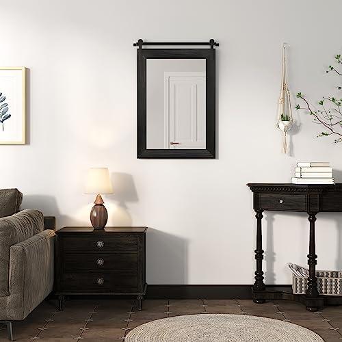 COGOOD Farmhouse Barn Door Mirror - 26 x 17 Black