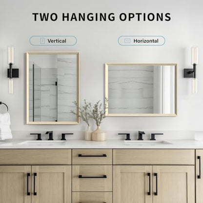 Oak Wood Effect Framed Wall Mirror, 36x40 Rectangle Mirror
