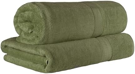 SUPERIOR Egyptian Cotton Pile Plush Bath Sheet, 2 Piece Set, Forest Green