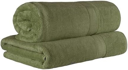 SUPERIOR Egyptian Cotton Pile Plush Bath Sheet, 2 Piece Set, Forest Green