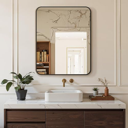 Delma Bathroom Vanity Mirror, Black Framed Mirror for Over Sink, 30x24