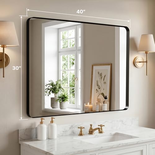 40"x30" Bathroom Vanity Mirror for Wall Aluminum Framed Farmhouse Rectangle