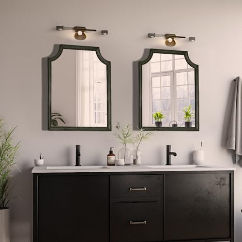 WallBeyond Scalloped Wood Mirror for Wall Decor 16x20 Inch Black Small Bathroom Vanity Rectangle Mirror for Hallway Bedroom Living Room(Black)