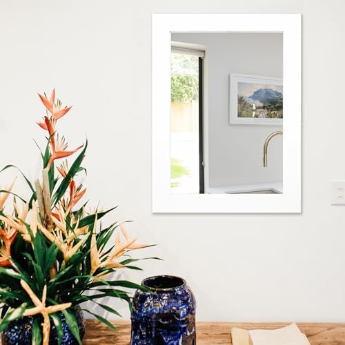 Ruomeng Wall Mirror Rectangle Decorative Mirror 12x16 Inch, White