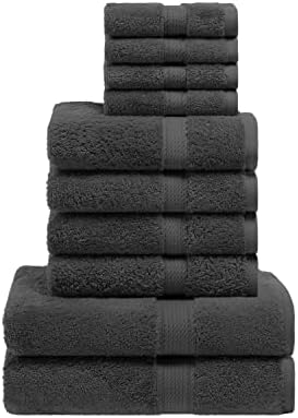 Superior Egyptian Cotton Ultra Plush & Absorbent, 10 Piece Set, Charcoal
