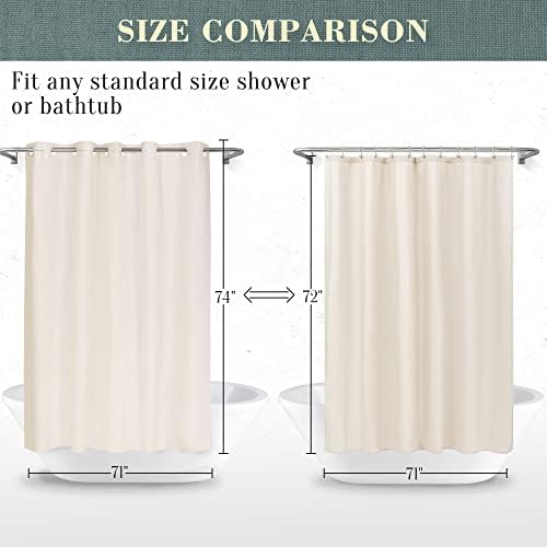 No Hook PEVA Shower Curtain or Liner, Standard Size 71 x 74, Beige